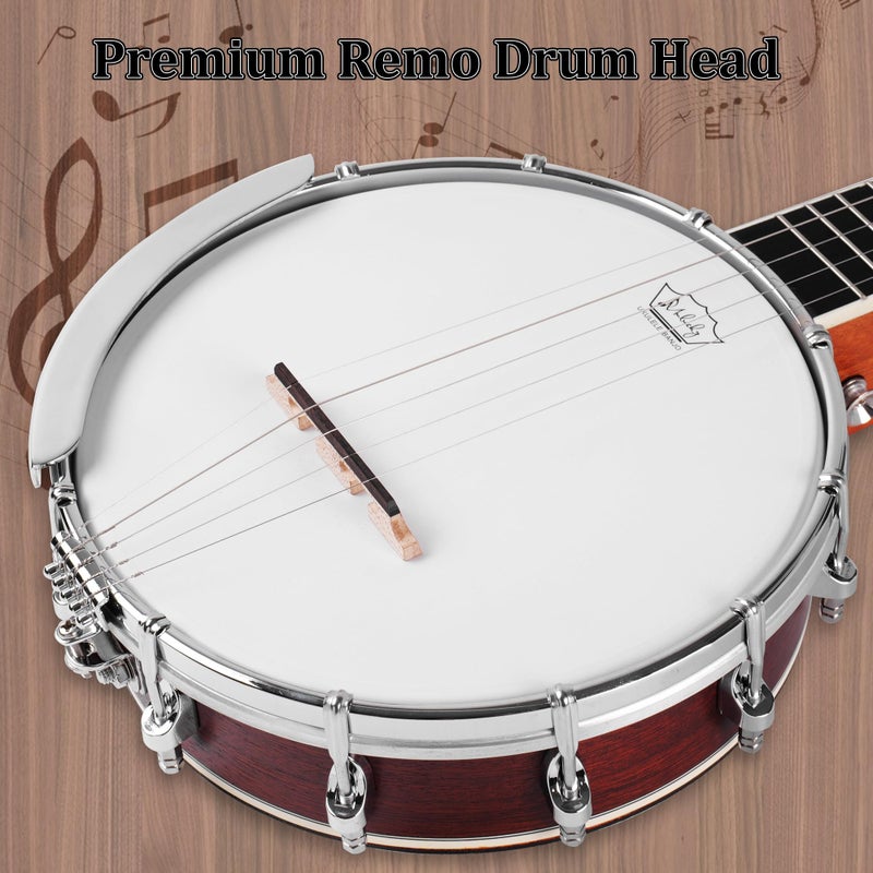 Mulucky 5 String Banjo Mini - Mulucky 26 Inch Travel Banjo Sapele Body Closed Solid Back Beginner Kit With Gig Bag Picks Strings Strap - B806 - Image 2